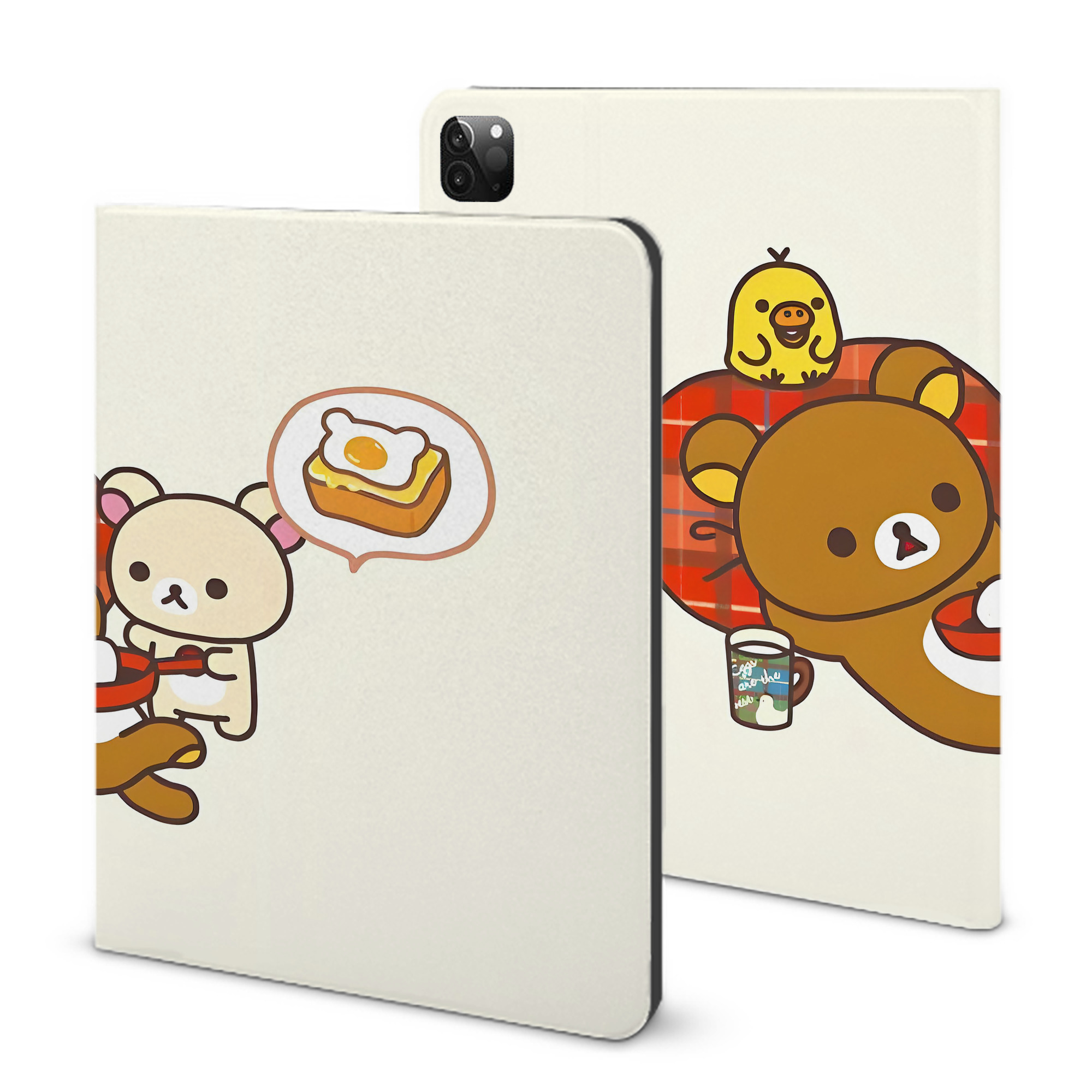 （画像用） リラックマ リラックマ キイロイトリ Rilakkuma Korilakkuma Kiiroitori IPadケース ペンホルダー付き ブックスタイルデザイン